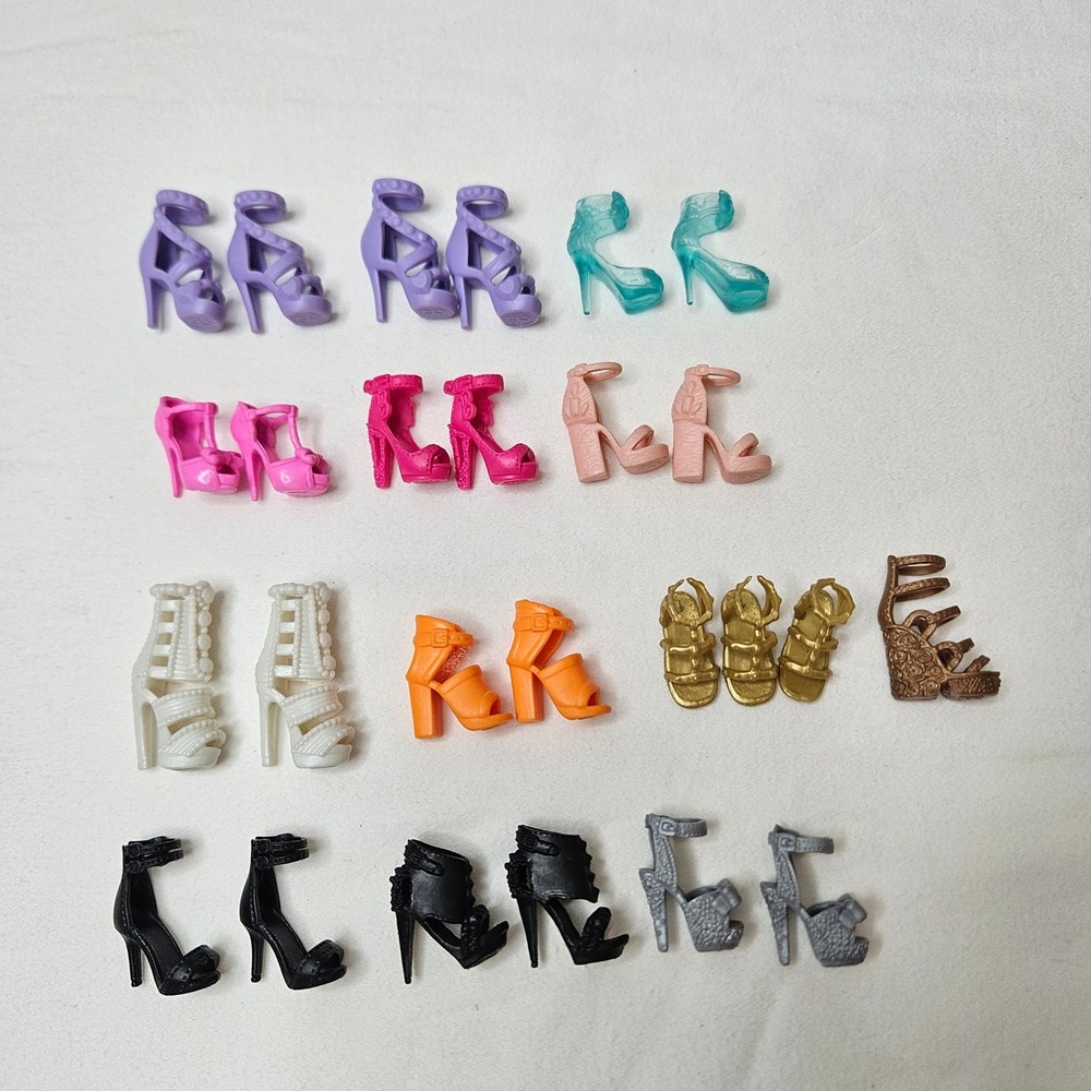 Barbie Doll Shoes Lot 11 Pairs Plus Single Heels Wedges Platforms Sandals Mix